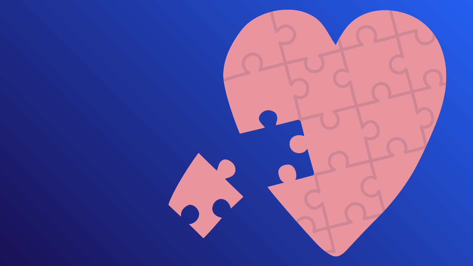 a puzzle in the shape of a heart with a piece missing