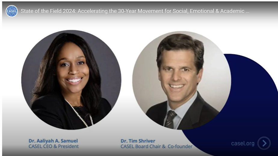 screenshot from the webinar video, showing pictures of Aaliyah Samuel and Tim Shriver